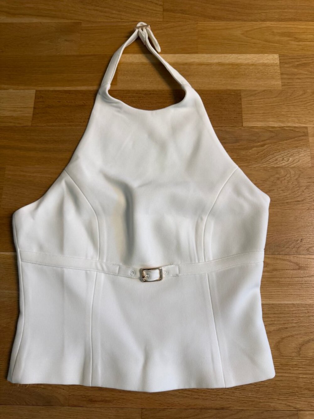 Meshki Letitia Suiting Halter Top With Buckle Ivory - Picture 3 of 5